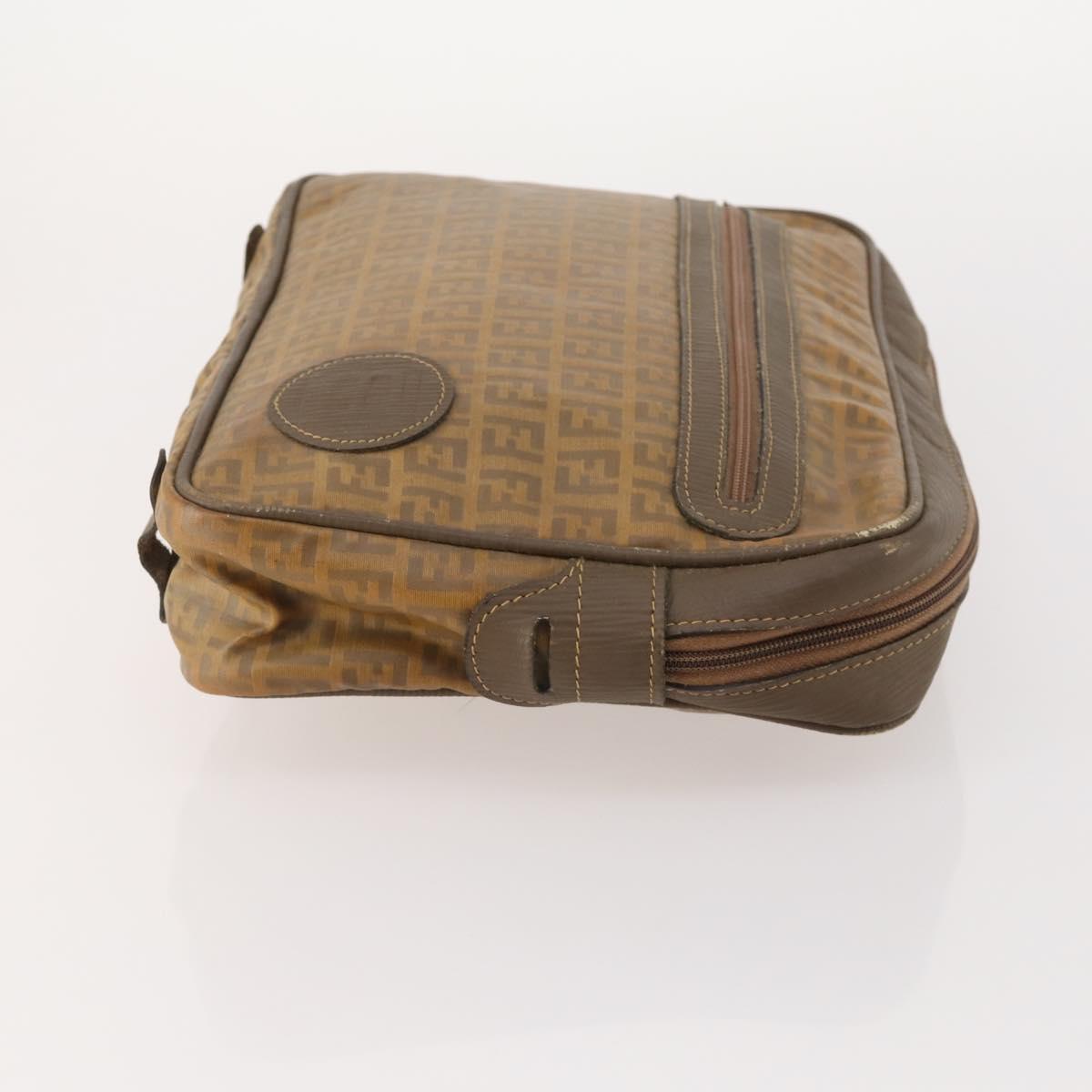 FENDI Zucchino Canvas Clutch Bag Coated Canvas 2 Set Beige Auth am11707