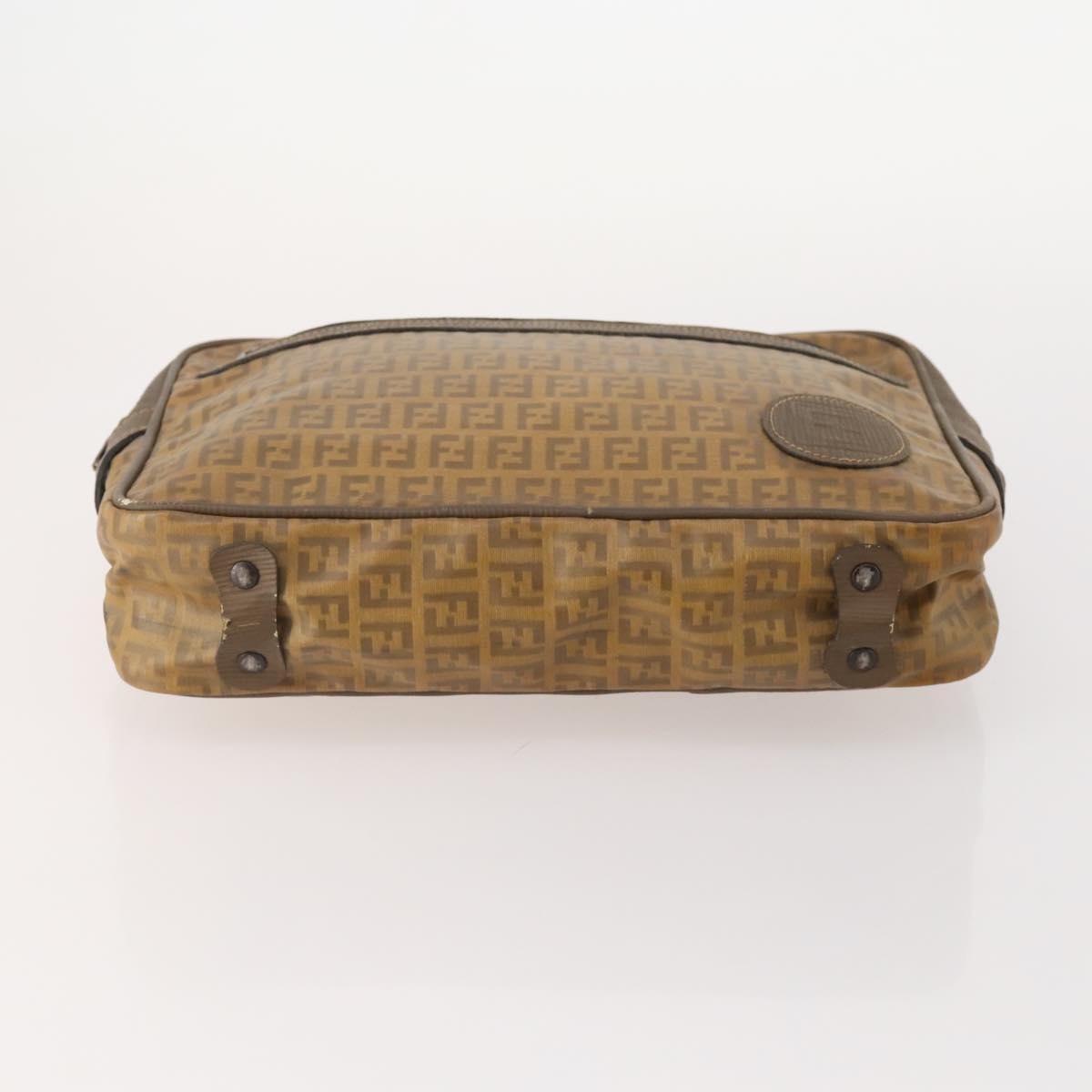 FENDI Zucchino Canvas Clutch Bag Coated Canvas 2 Set Beige Auth am11707