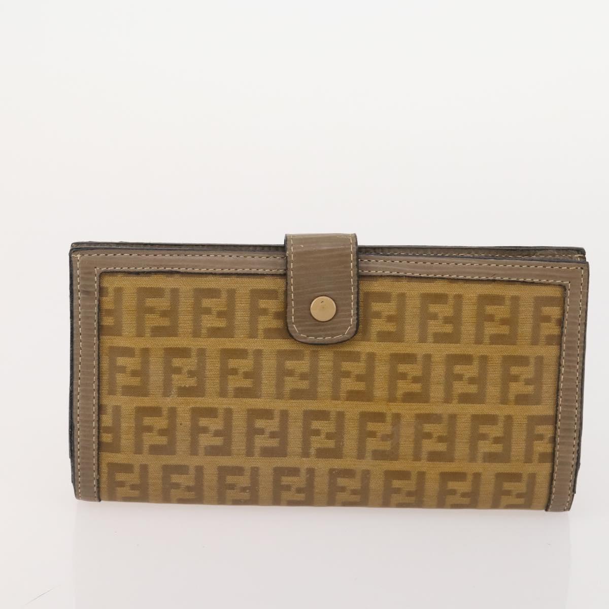 FENDI Zucchino Canvas Clutch Bag Coated Canvas 2 Set Beige Auth am11707