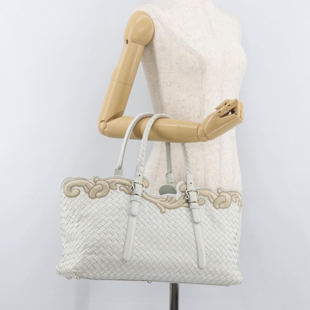 BOTTEGA VENETA INTRECCIATO Tote Bag Leather White Auth am11708A