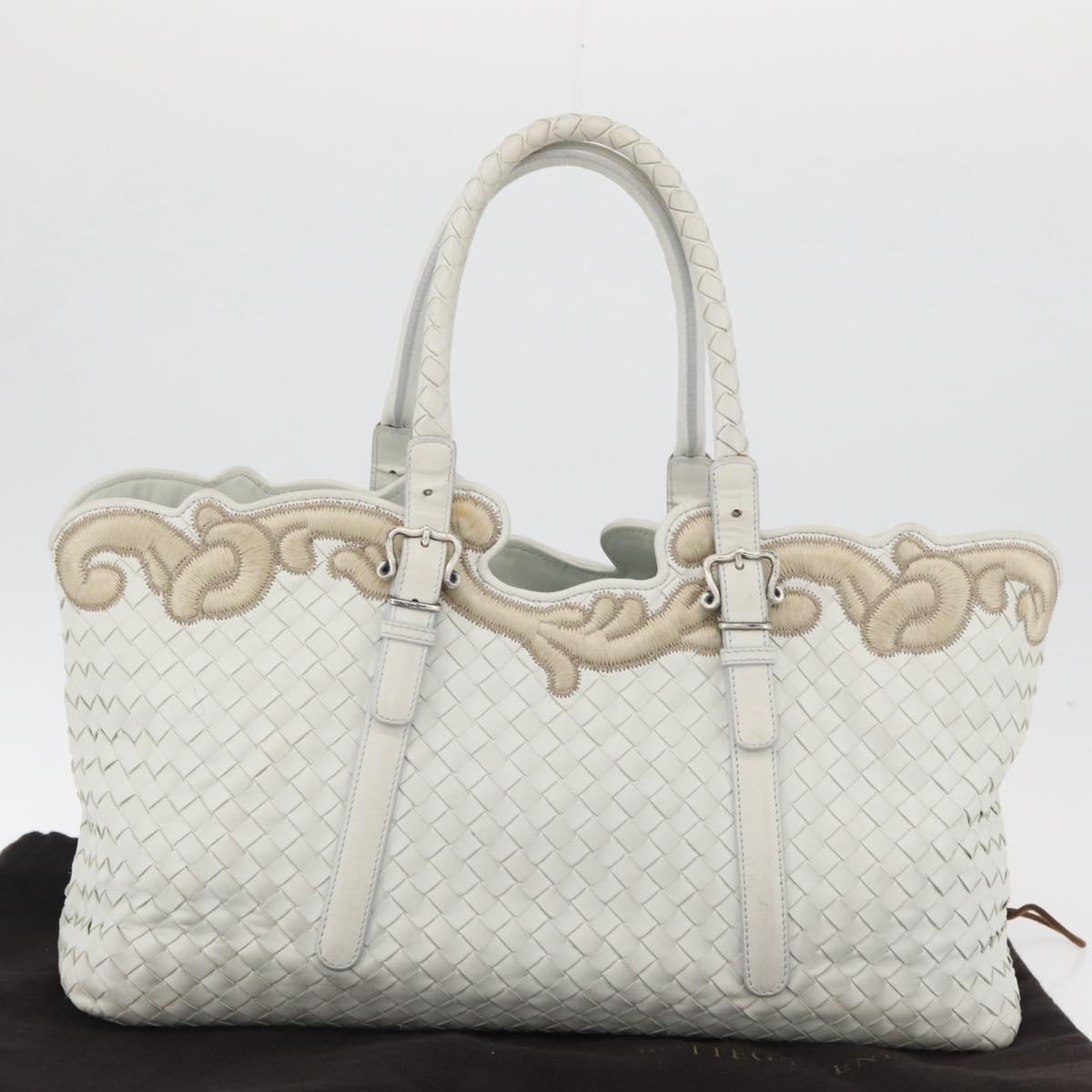 BOTTEGA VENETA INTRECCIATO Tote Bag Leather White Auth am11708A