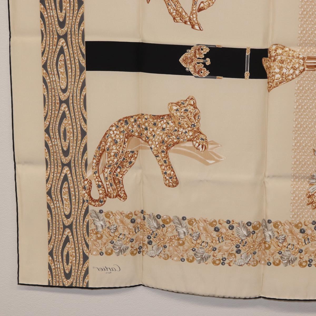 CARTIER Scarf Silk Ivory Auth am11709V