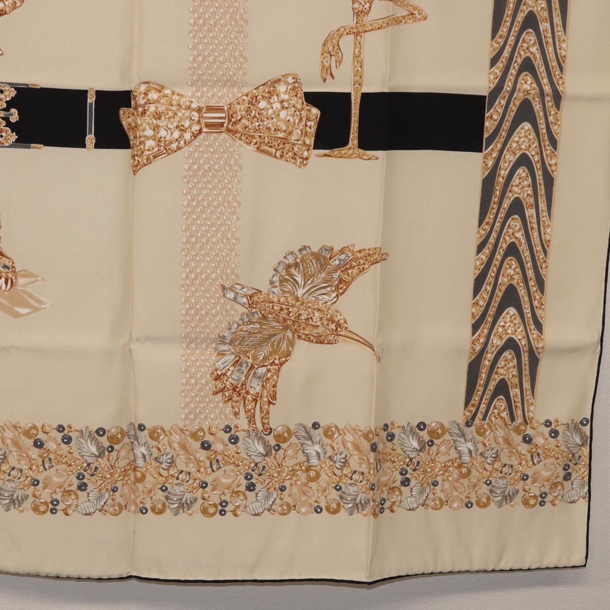 CARTIER Scarf Silk Ivory Auth am11709V