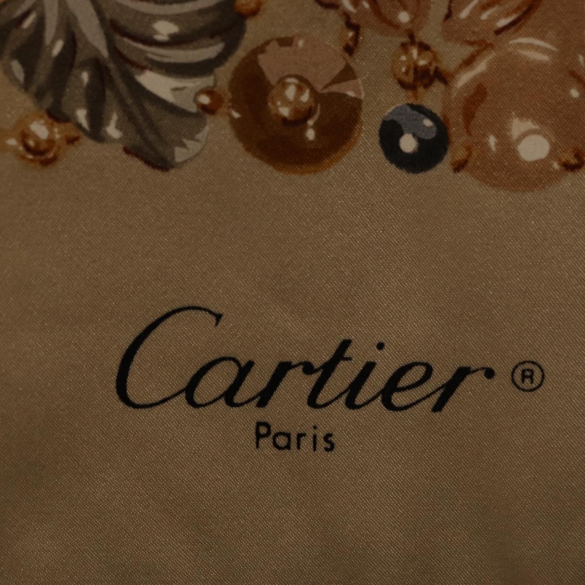 CARTIER Scarf Silk Ivory Auth am11709V