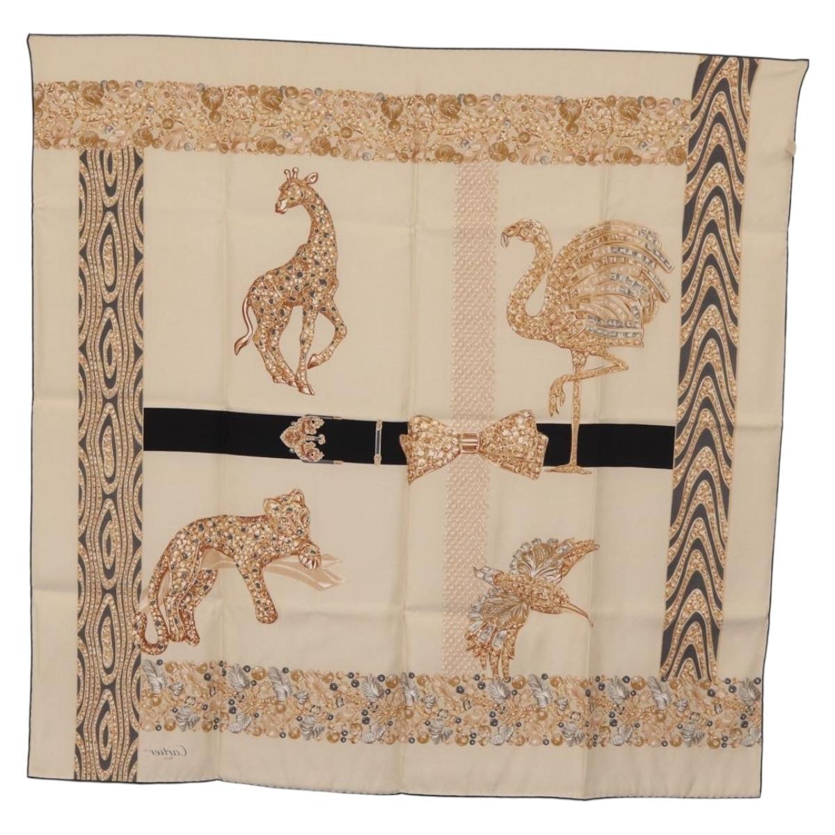 CARTIER Scarf Silk Ivory Auth am11709V