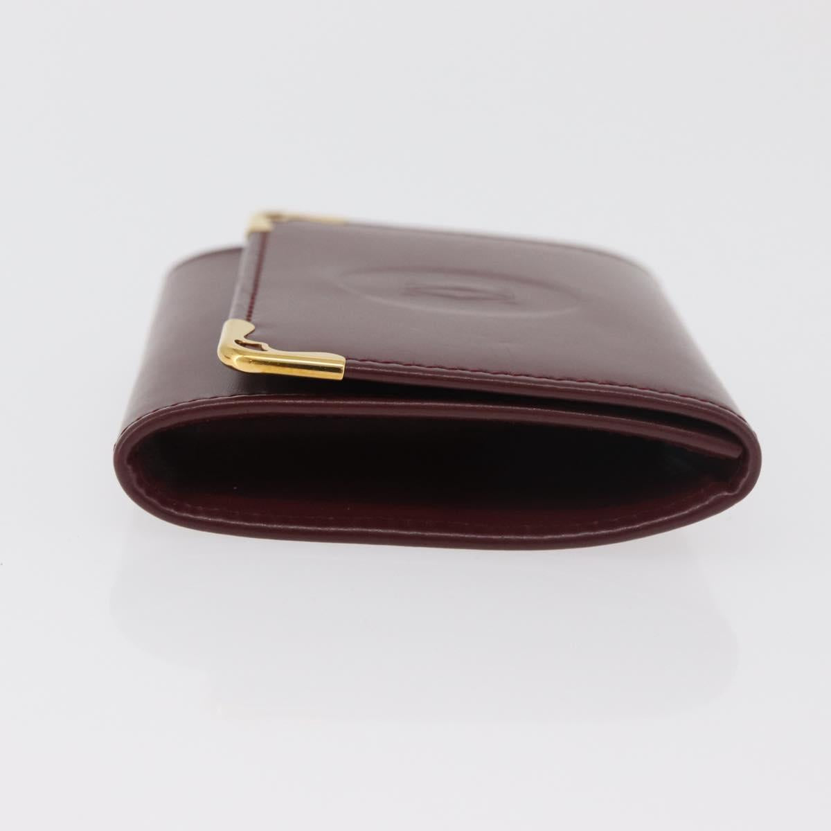 CARTIER Must Line Coin Purse Leather Bordeaux Gold Auth am11712V