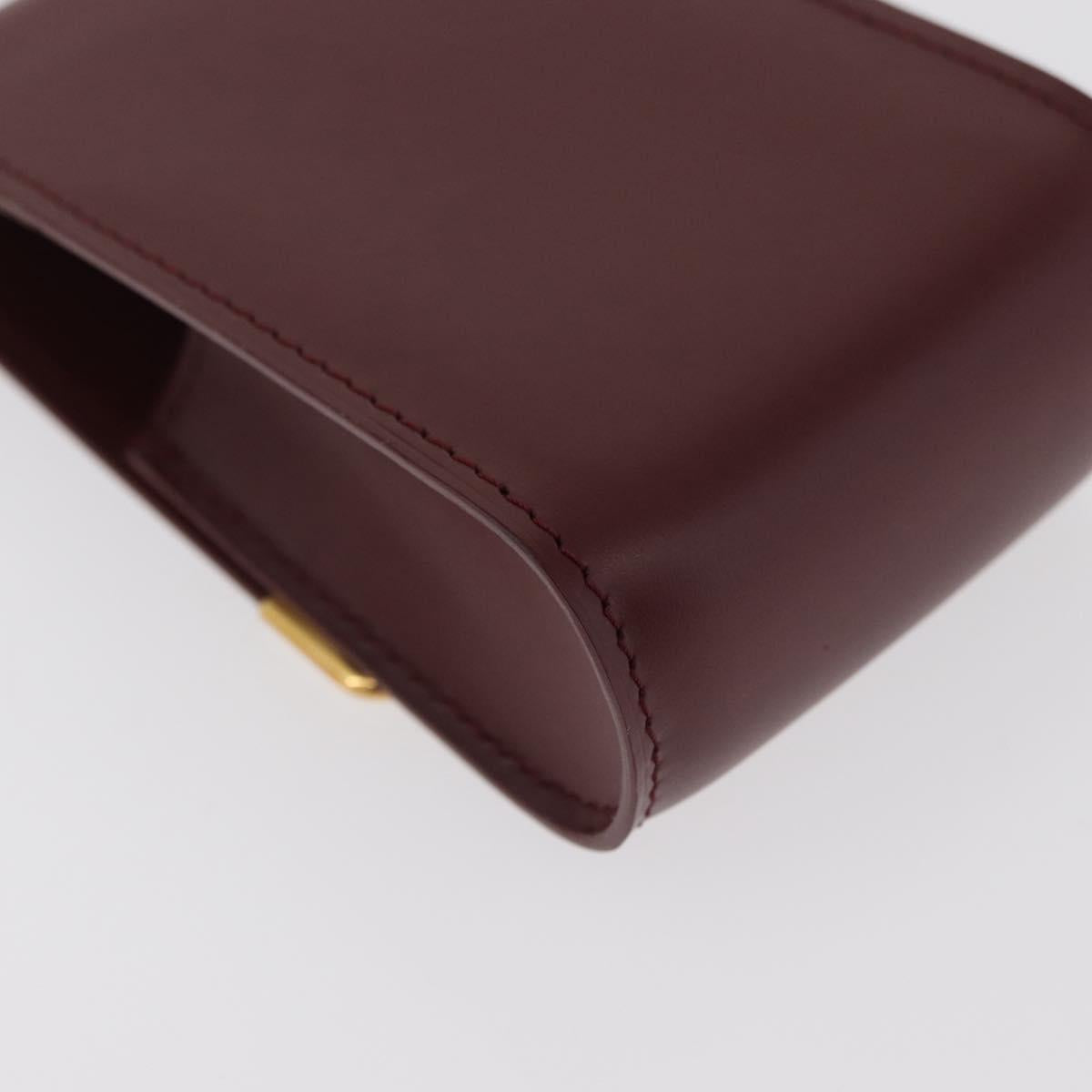 CARTIER Must Line Cigarette Case Leather Bordeaux Gold Auth am11713V