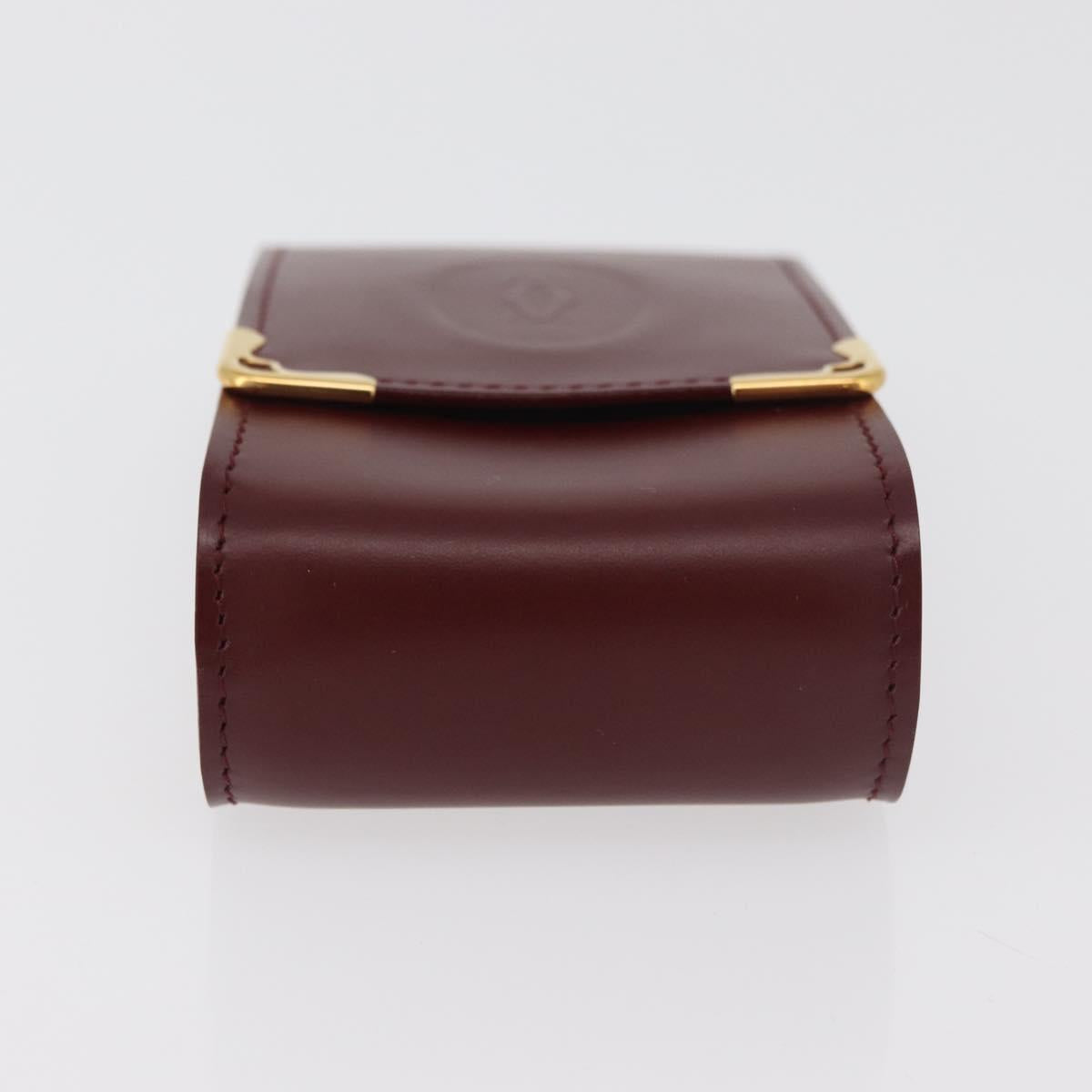 CARTIER Must Line Cigarette Case Leather Bordeaux Gold Auth am11713V