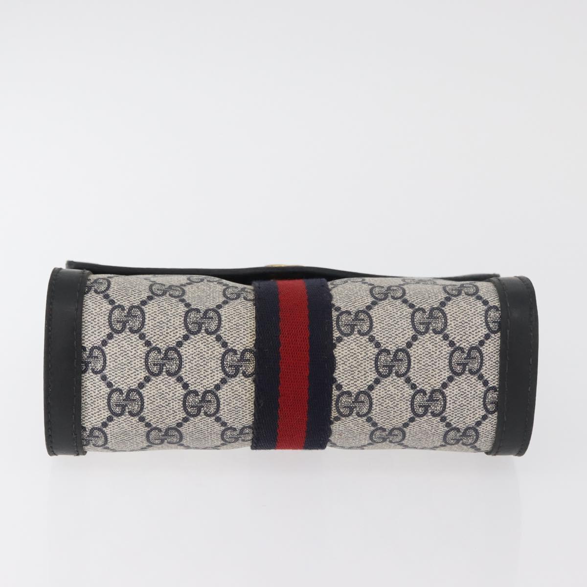 GUCCI GG Supreme Sherry Line Clutch Bag PVC Navy Auth am11720A