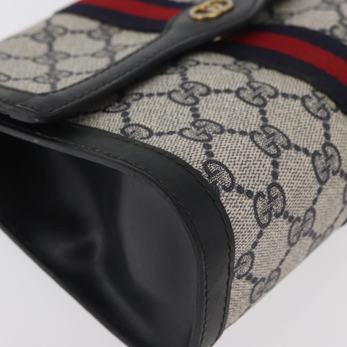 GUCCI GG Supreme Sherry Line Clutch Bag PVC Navy Auth am11720A