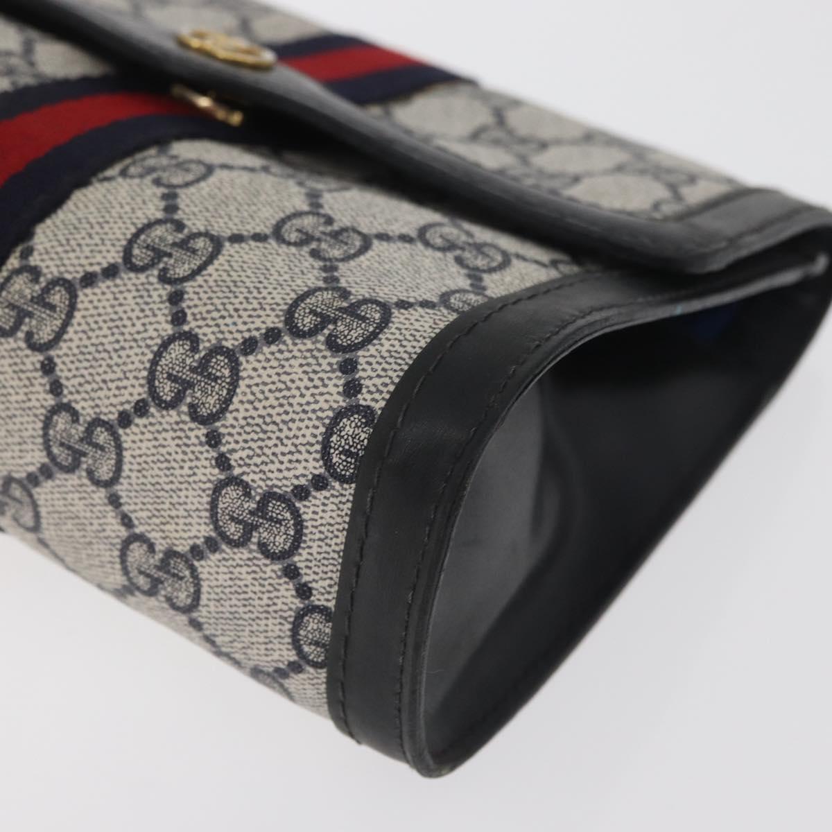 GUCCI GG Supreme Sherry Line Clutch Bag PVC Navy Auth am11720A