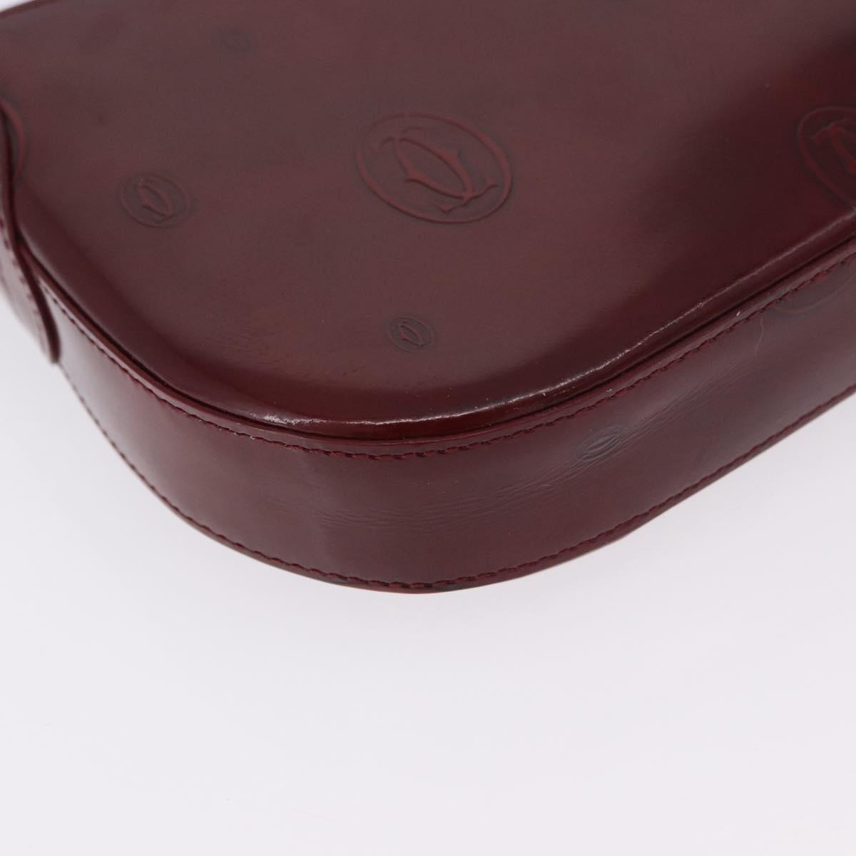 CARTIER happy Birthday Hand Bag Patent leather Bordeaux Silver Auth am11722V