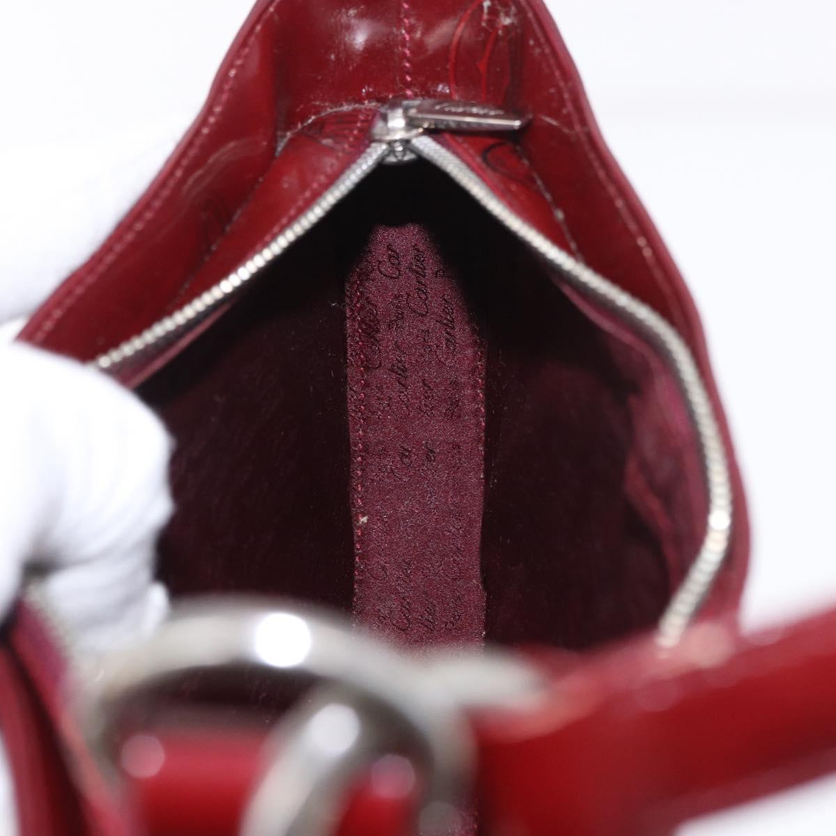 CARTIER happy Birthday Hand Bag Patent leather Bordeaux Silver Auth am11722V