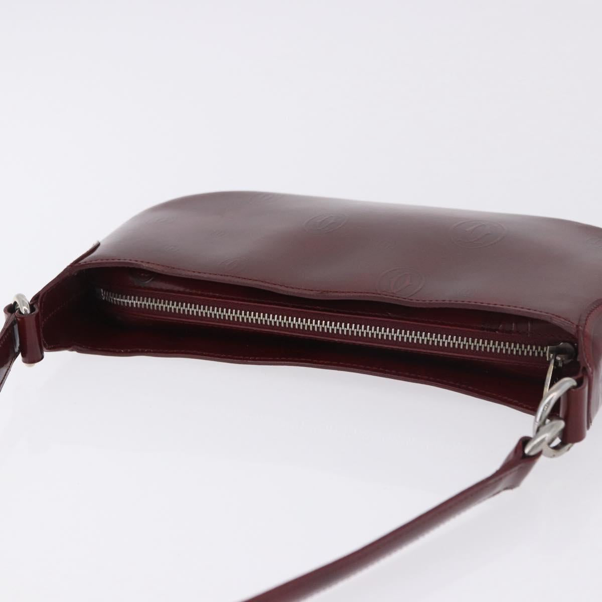 CARTIER happy Birthday Hand Bag Patent leather Bordeaux Silver Auth am11722V