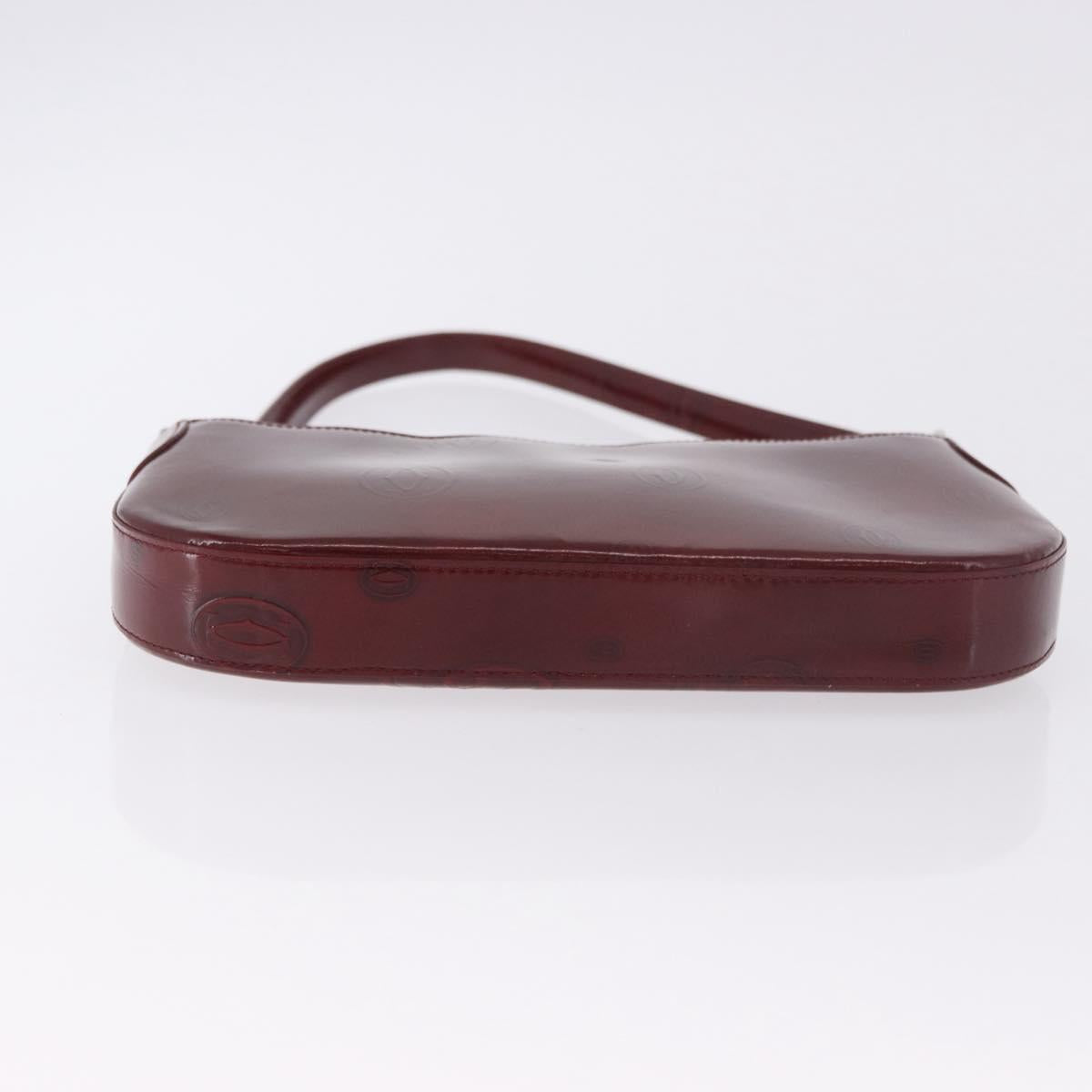 CARTIER happy Birthday Hand Bag Patent leather Bordeaux Silver Auth am11722V