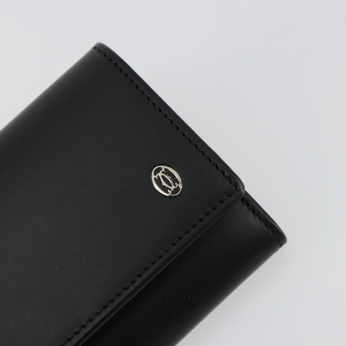 CARTIER Pasha Six Hooks Key Case Leather Black Silver Auth am11724V
