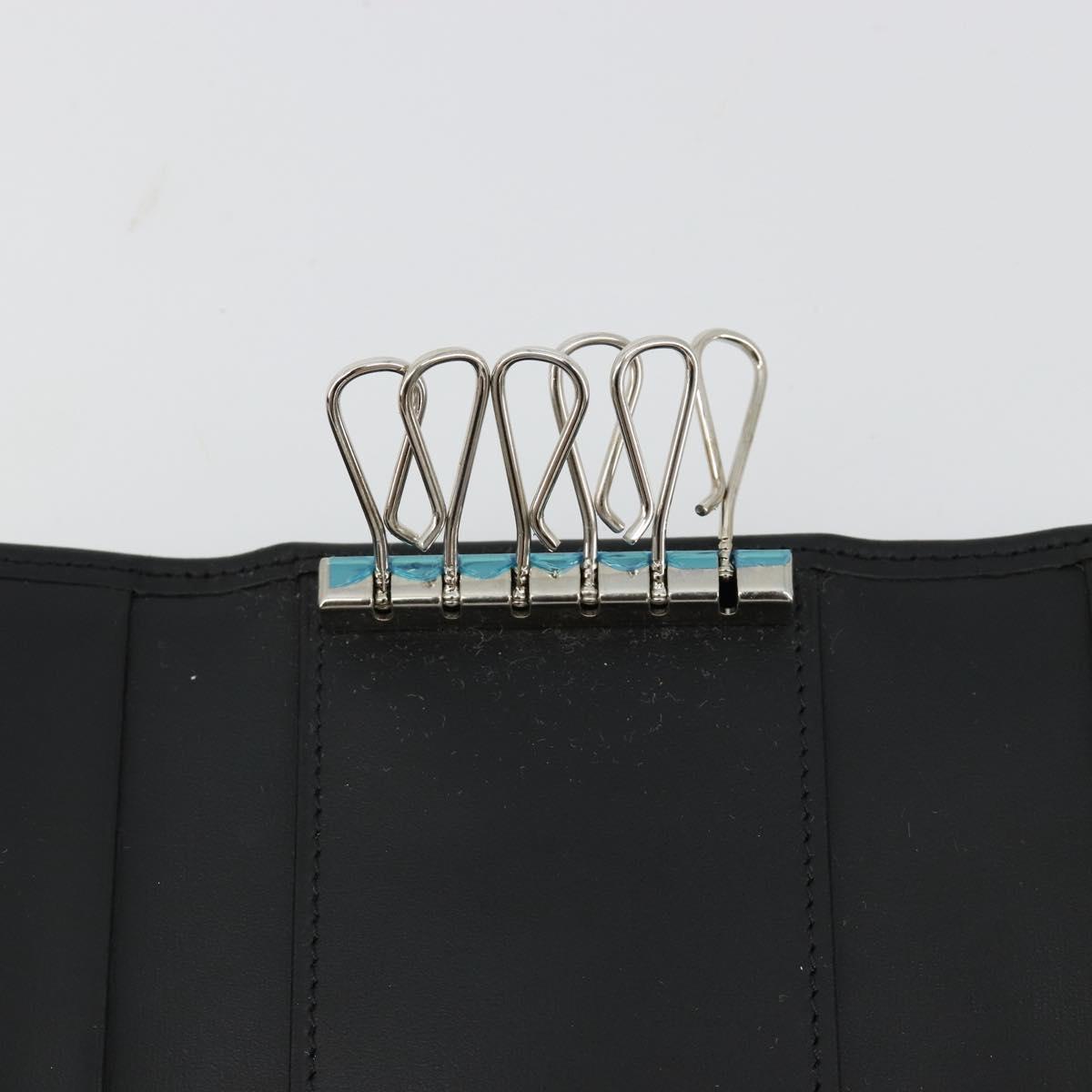 CARTIER Pasha Six Hooks Key Case Leather Black Silver Auth am11724V