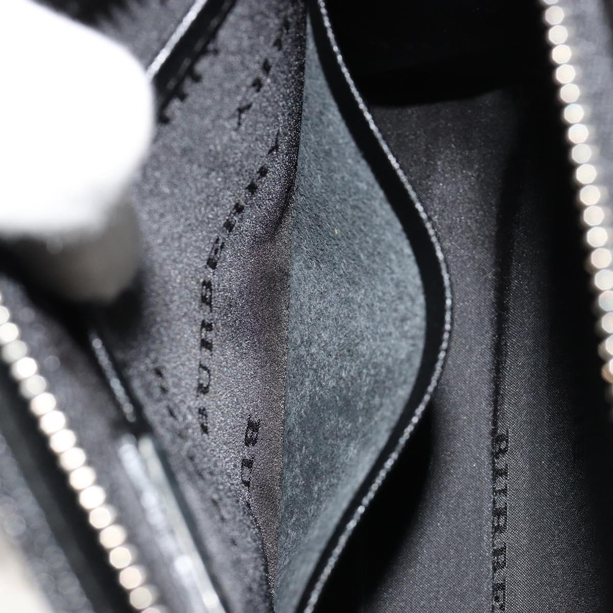 BURBERRY Clutch Bag PVC Canvas Black Silver Auth am11725V