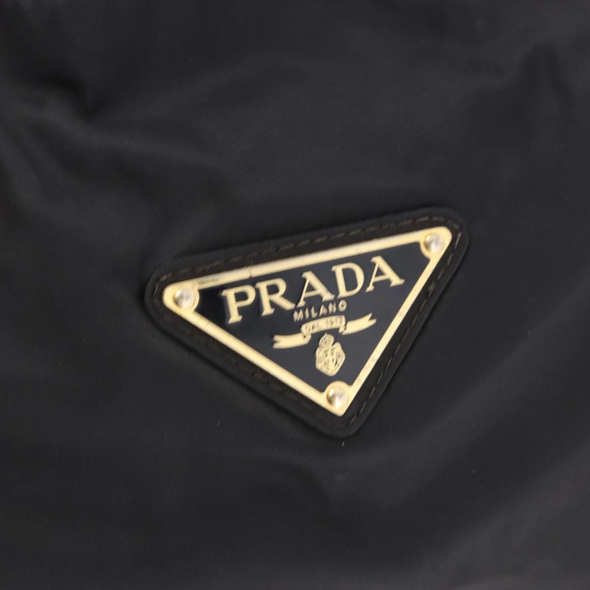 PRADA Chain Tote Bag Nylon Black Gold Auth am11728A