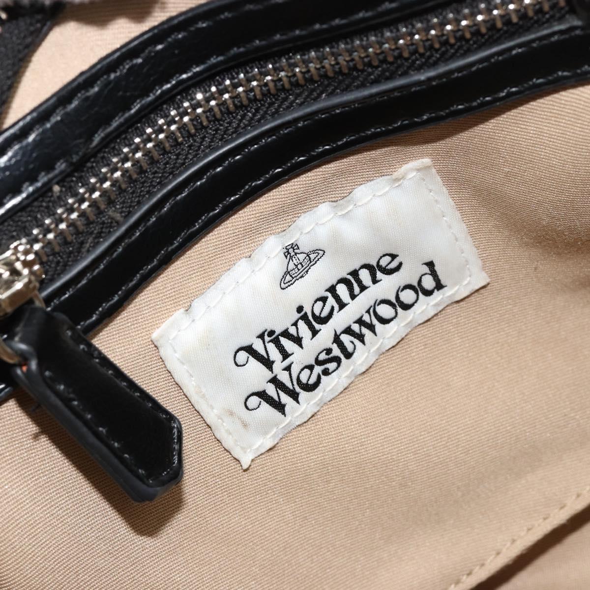 Vivienne Westwood Chain Tote Bag Leather Black Silver Auth am11730V