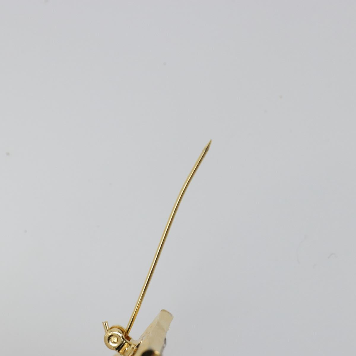 SAINT LAURENT Rhinestone Brooch metal Gold Auth am11733V