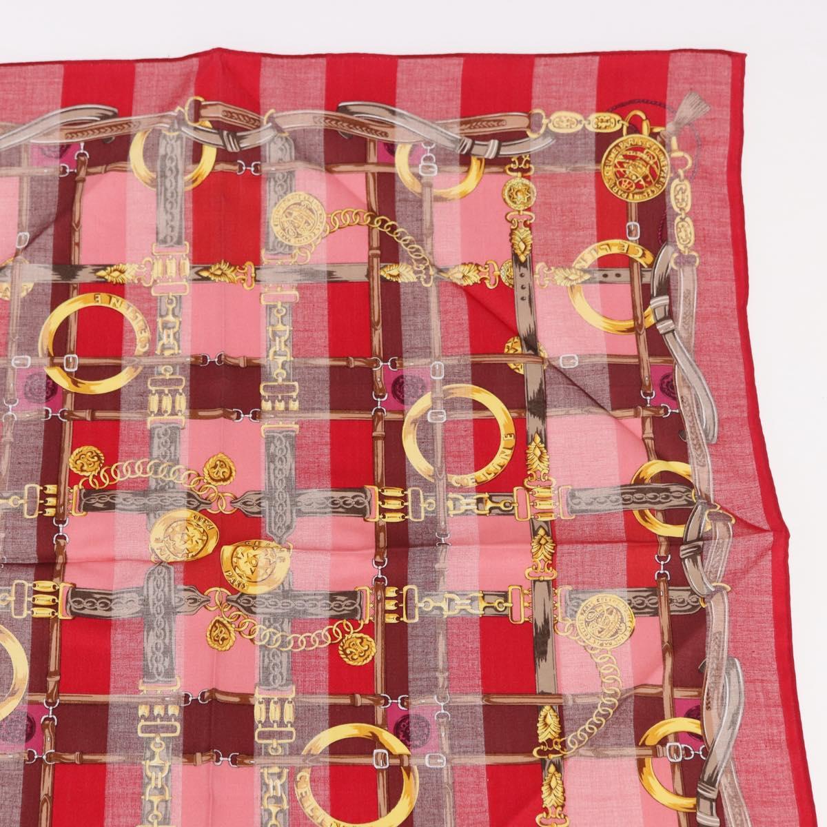 CELINE Handkerchief Cotton 2 Pieces Set Red Beige Auth am11739A