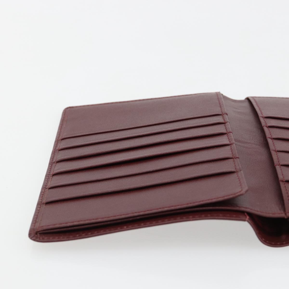 CARTIER Must Line Passport Case Leather Bordeaux Gold Auth am11743A