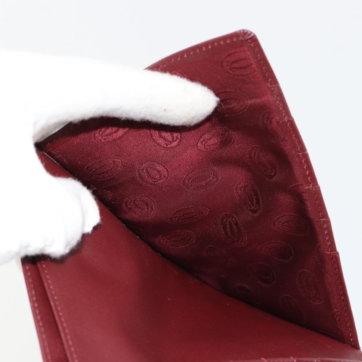 CARTIER Must Line Passport Case Leather Bordeaux Gold Auth am11743A