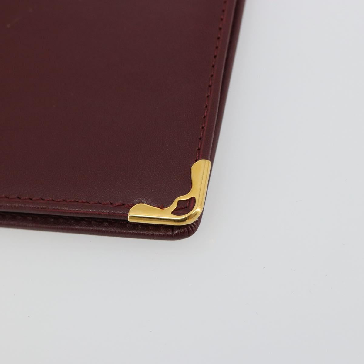 CARTIER Must Line Passport Case Leather Bordeaux Gold Auth am11743A