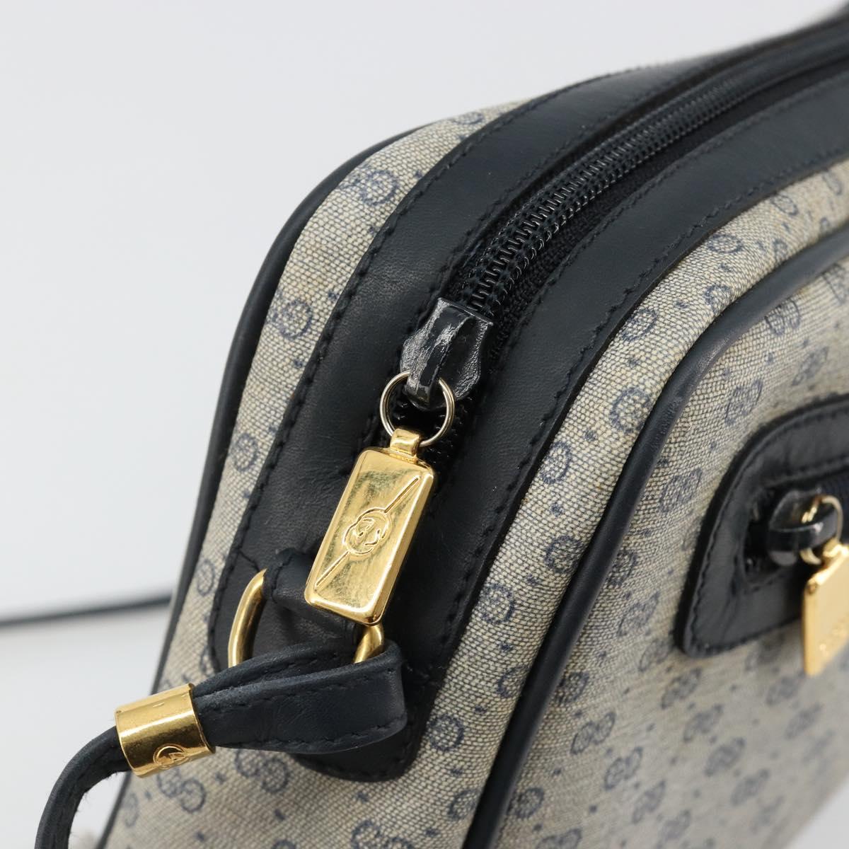 GUCCI Micro GG Supreme Old Shoulder Bag PVC Navy Gold 007 904 0014 Auth am11745