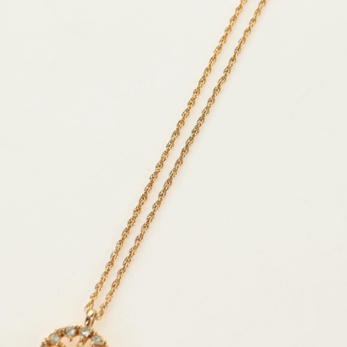 Christian Dior DIOR Logo Rhinestone Necklace metal Gold Auth am11748V