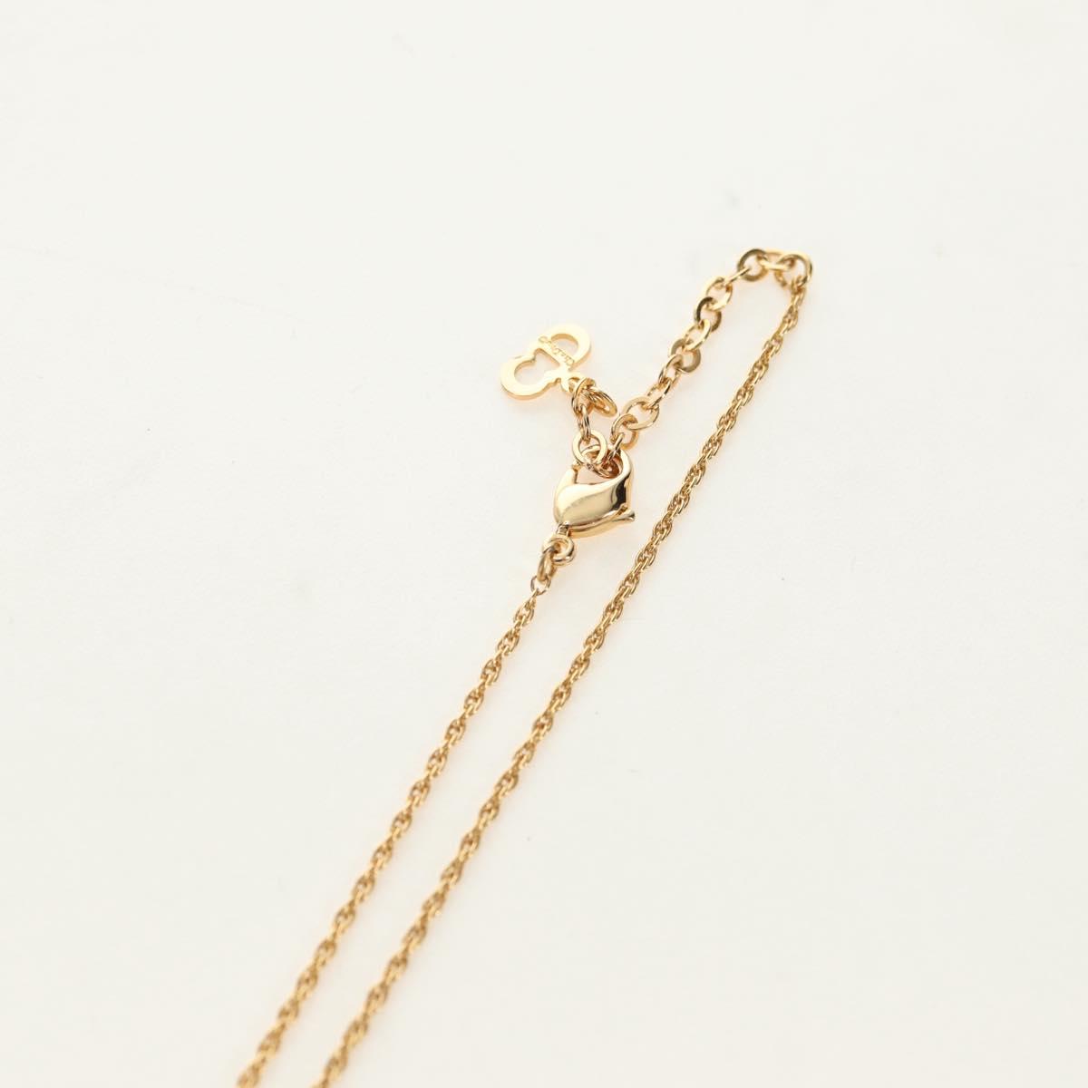Christian Dior DIOR Logo Rhinestone Necklace metal Gold Auth am11748V