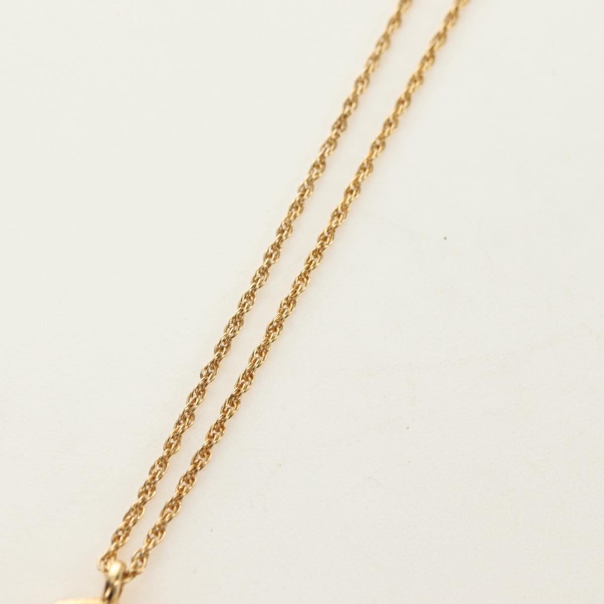 Christian Dior DIOR Logo Rhinestone Necklace metal Gold Auth am11748V
