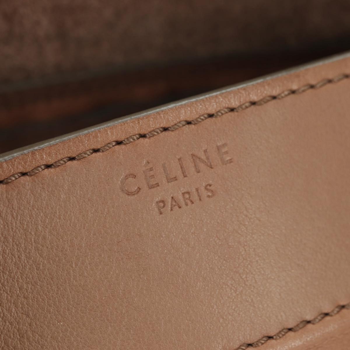 CELINE Luggage Phantom Hand Bag Leather Beige Gold Auth am11750A