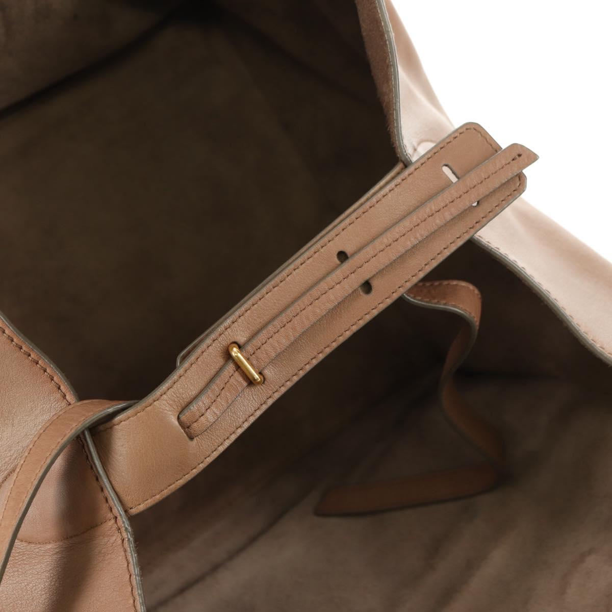 CELINE Luggage Phantom Hand Bag Leather Beige Gold Auth am11750A