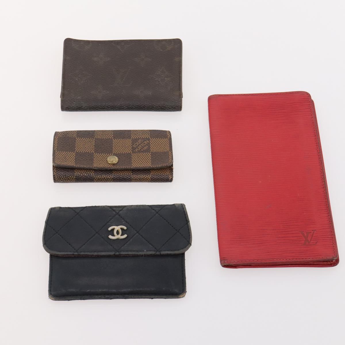 LOUIS VUITTON Gucci Chanel Hermes Jimmy Choo Wallet 8 Set Black Red Auth am11752