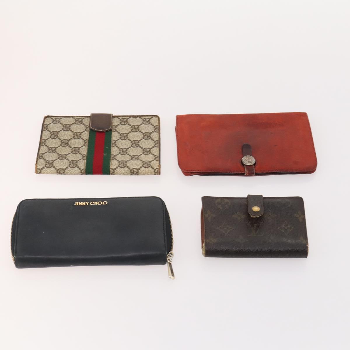 LOUIS VUITTON Gucci Chanel Hermes Jimmy Choo Wallet 8 Set Black Red Auth am11752