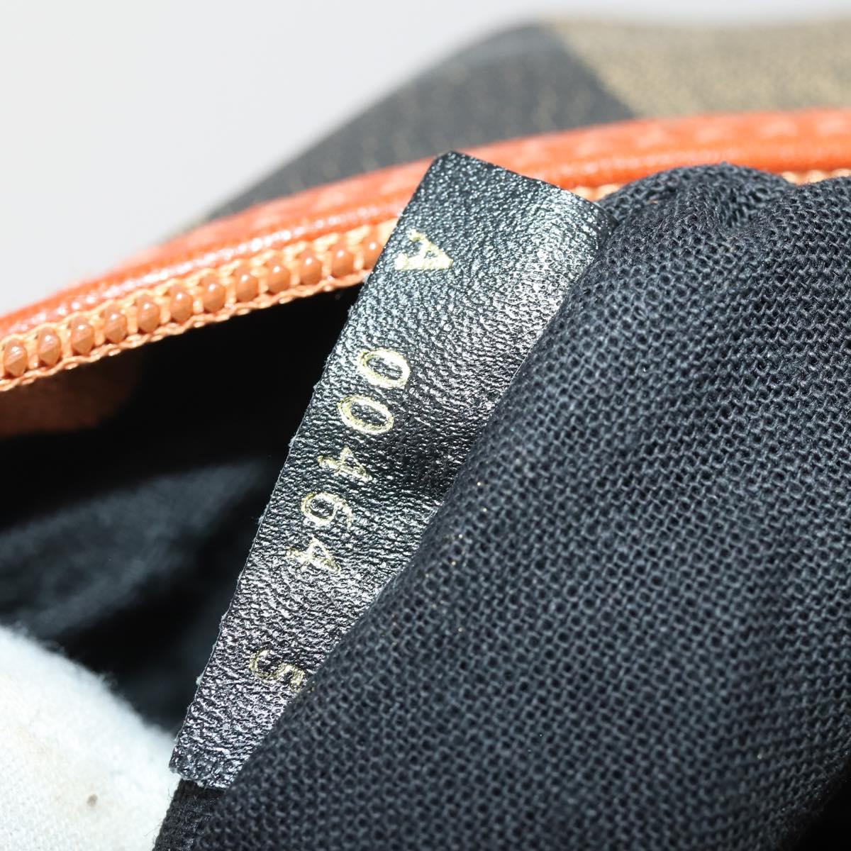 FENDI Pecan Canvas Boston Bag PVC Black Brown Auth am11753