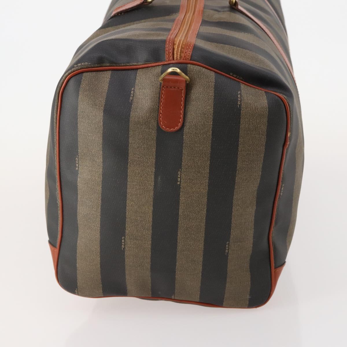 FENDI Pecan Canvas Boston Bag PVC Black Brown Auth am11753