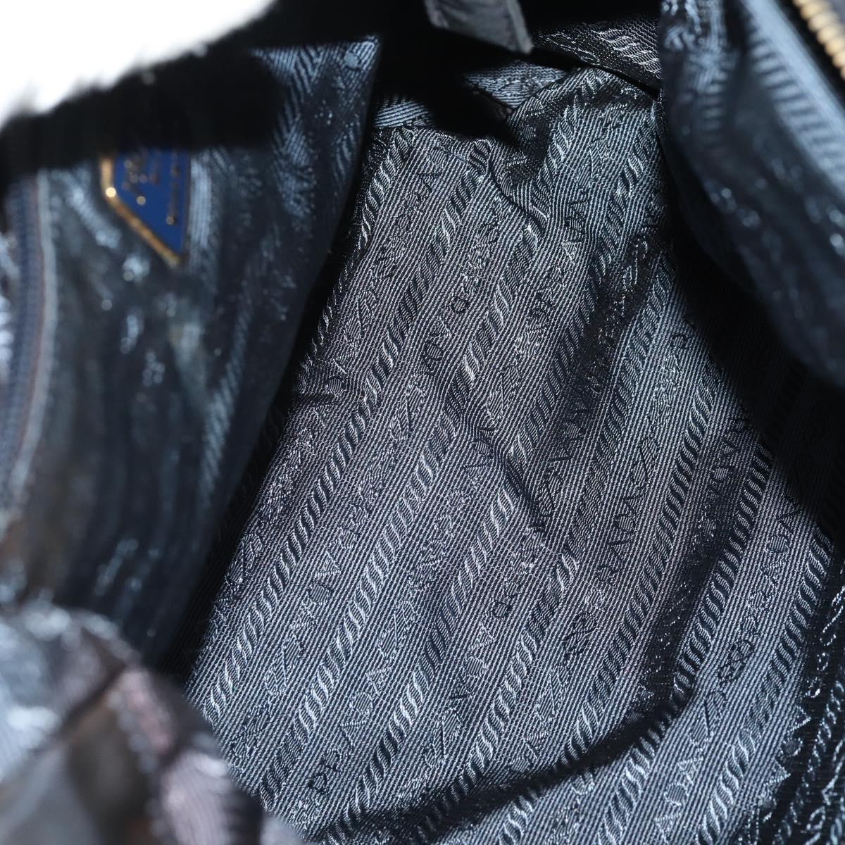 PRADA Chain Tote Bag Nylon 2 Set Navy Black Auth am11754
