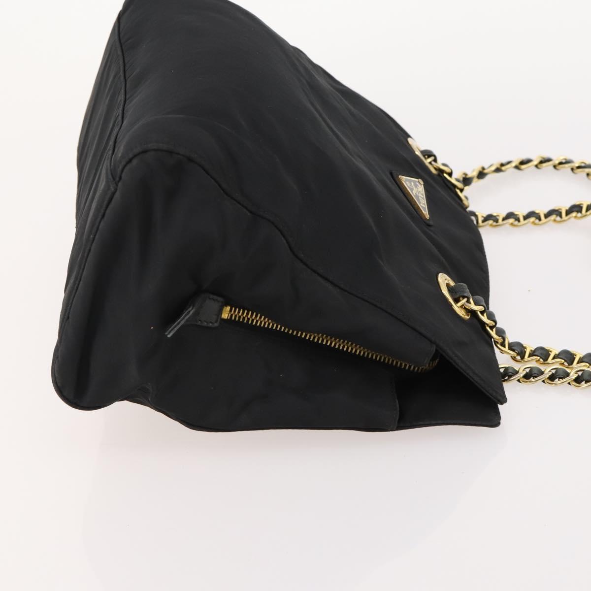 PRADA Chain Tote Bag Nylon 2 Set Navy Black Auth am11754