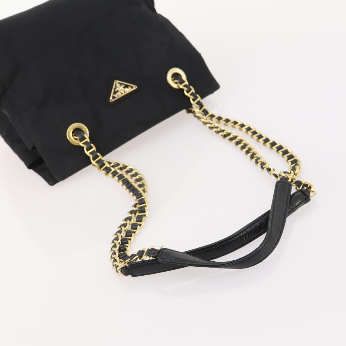 PRADA Chain Tote Bag Nylon 2 Set Navy Black Auth am11754