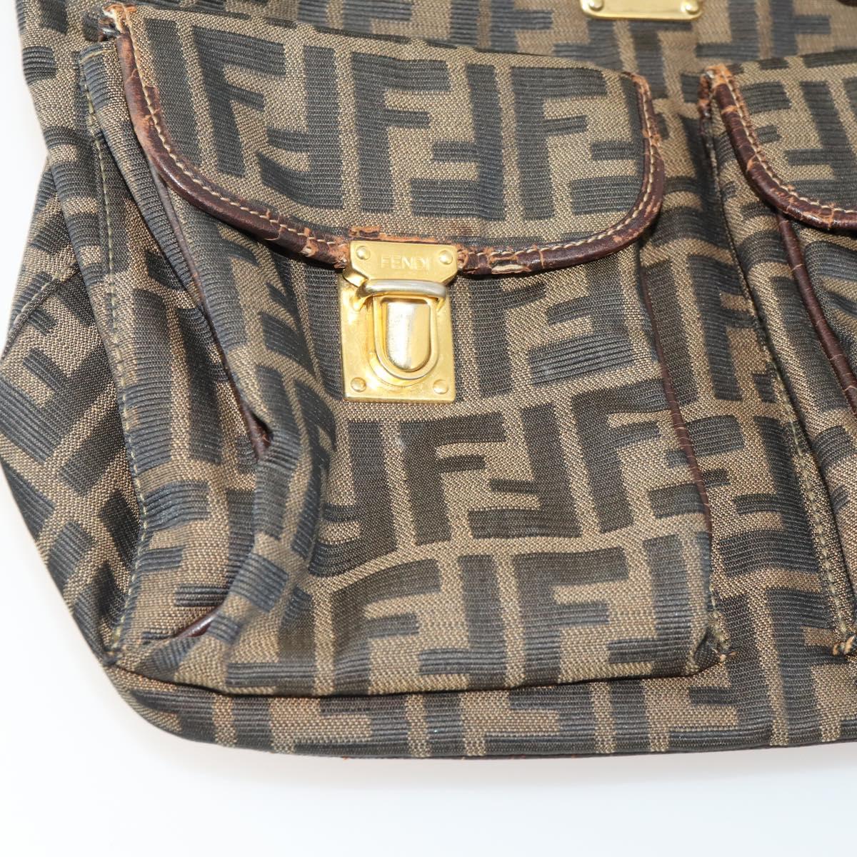 FENDI Zucca Canvas Backpack Brown Black Auth am11755