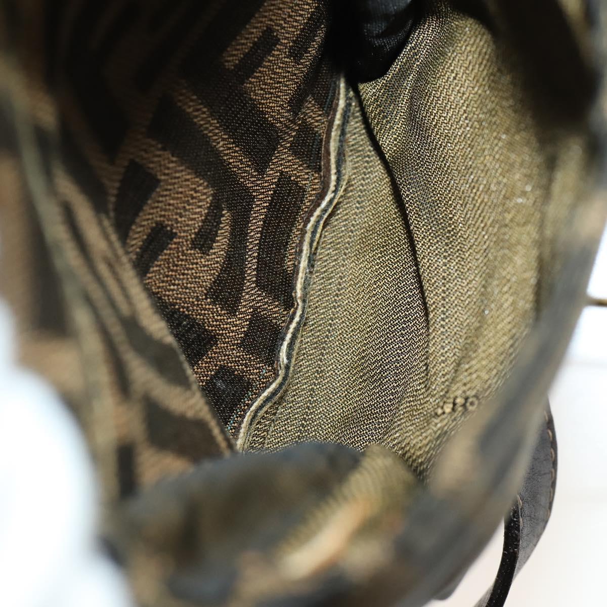 FENDI Zucca Canvas Backpack Brown Black Auth am11755
