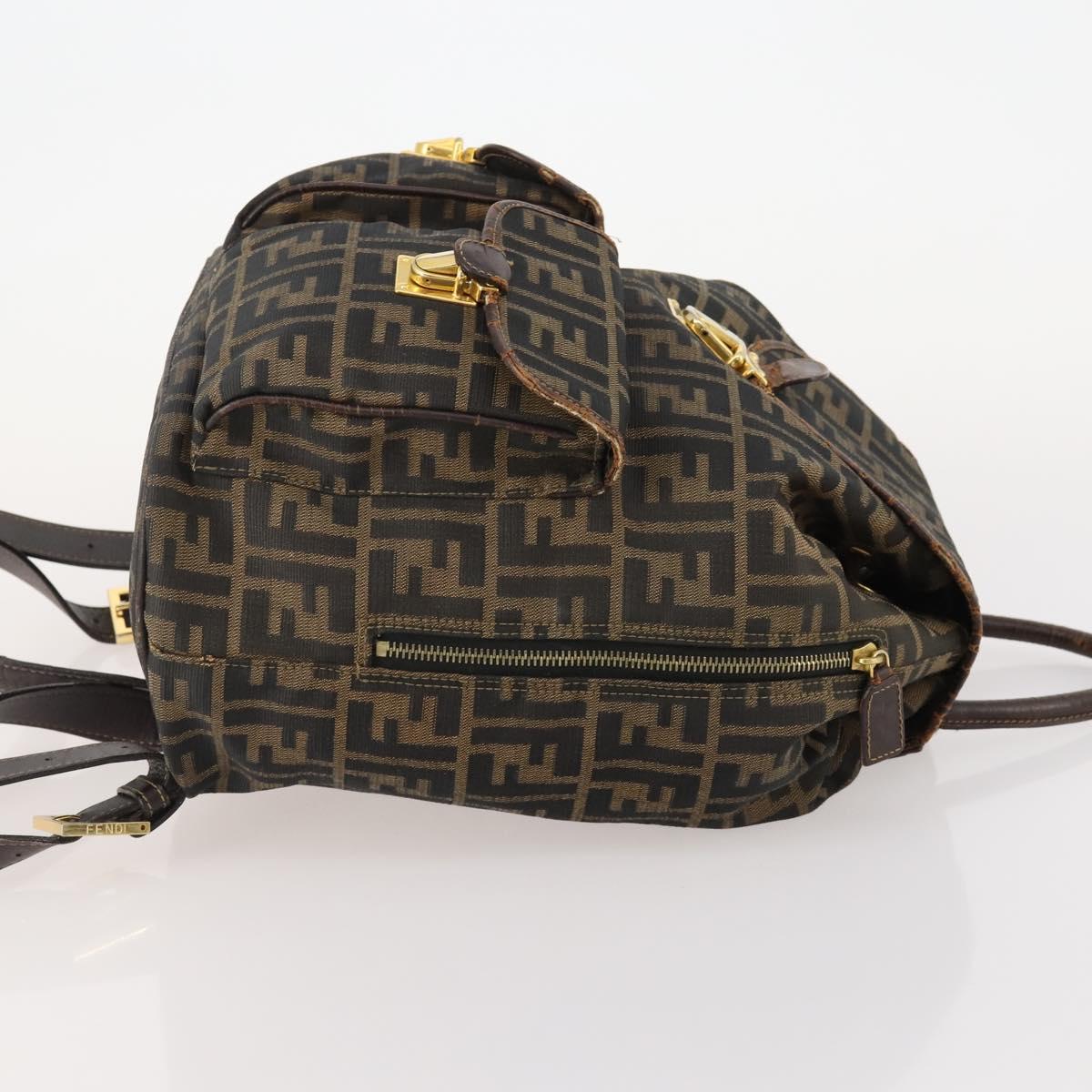 FENDI Zucca Canvas Backpack Brown Black Auth am11755