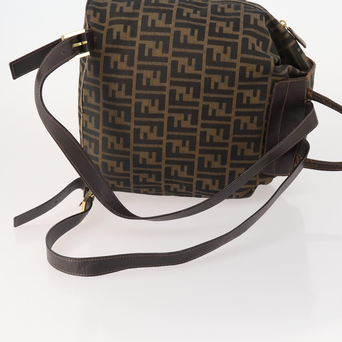 FENDI Zucca Canvas Backpack Brown Black Auth am11755