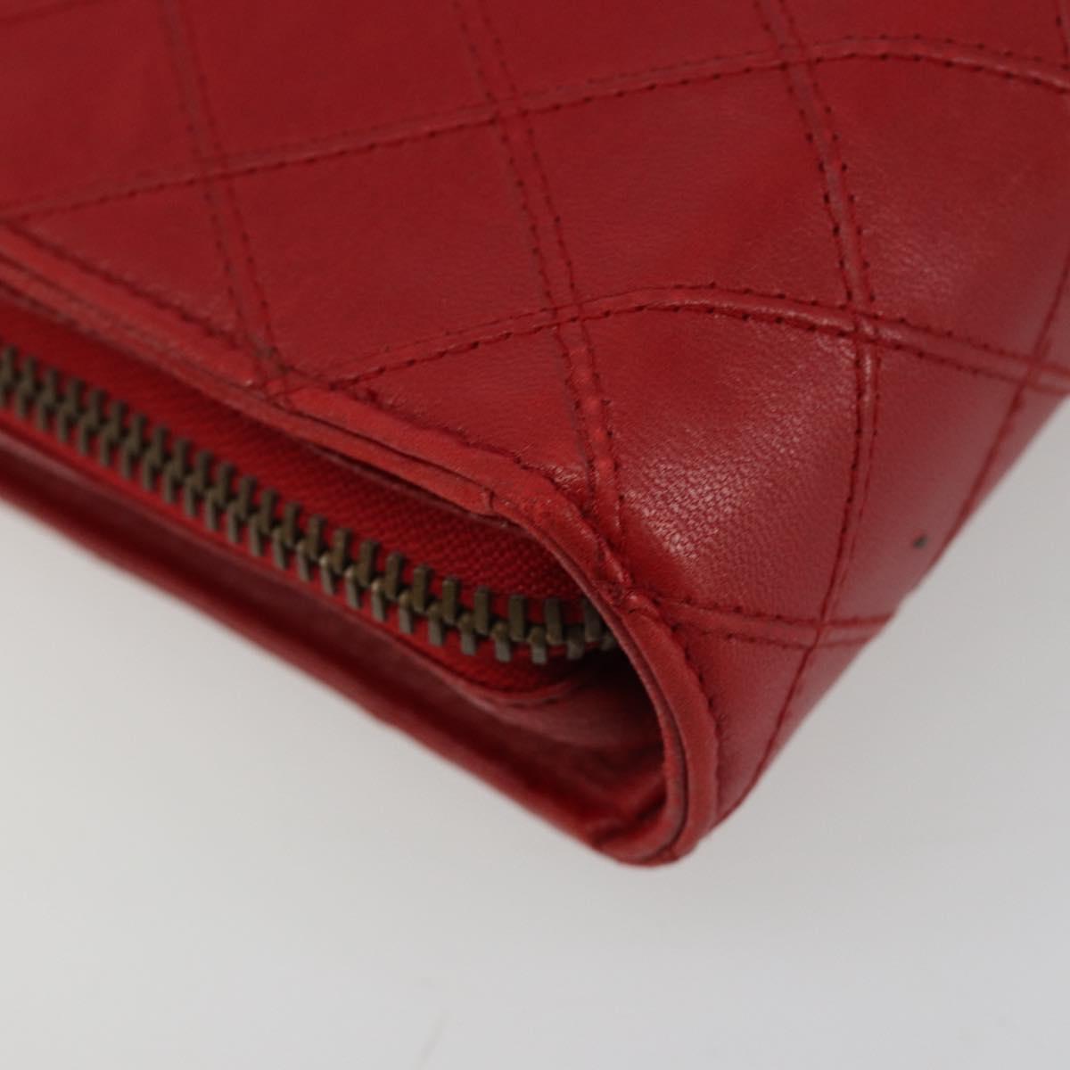 CHANEL Bicolore Pouch Lamb Skin Red Gold CC Auth am11760