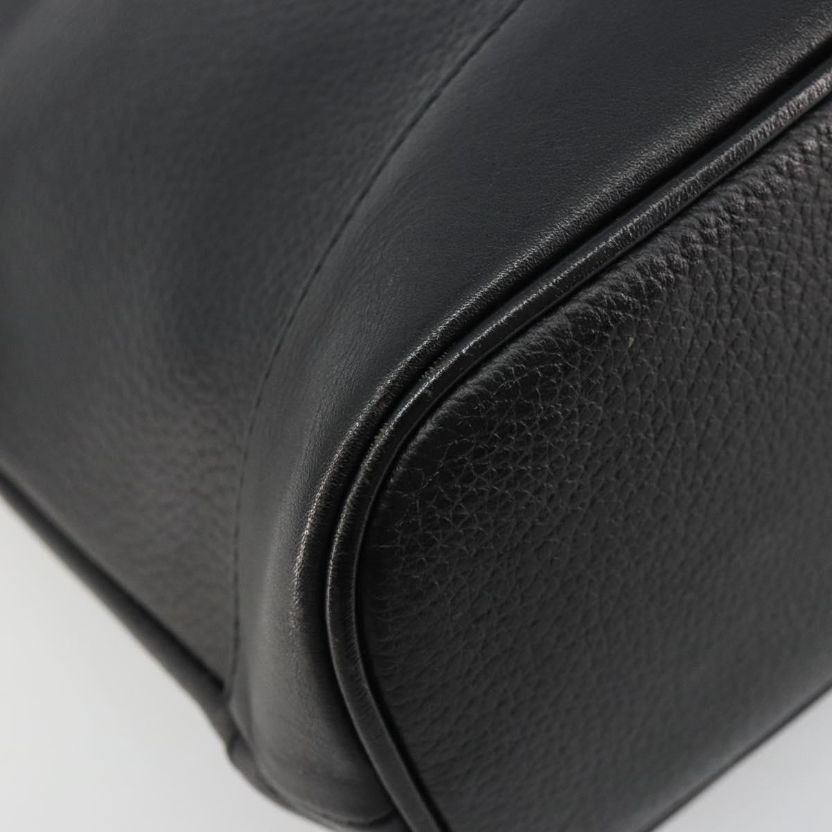 Burberrys Hand Bag Leather Gold Black Auth am11764