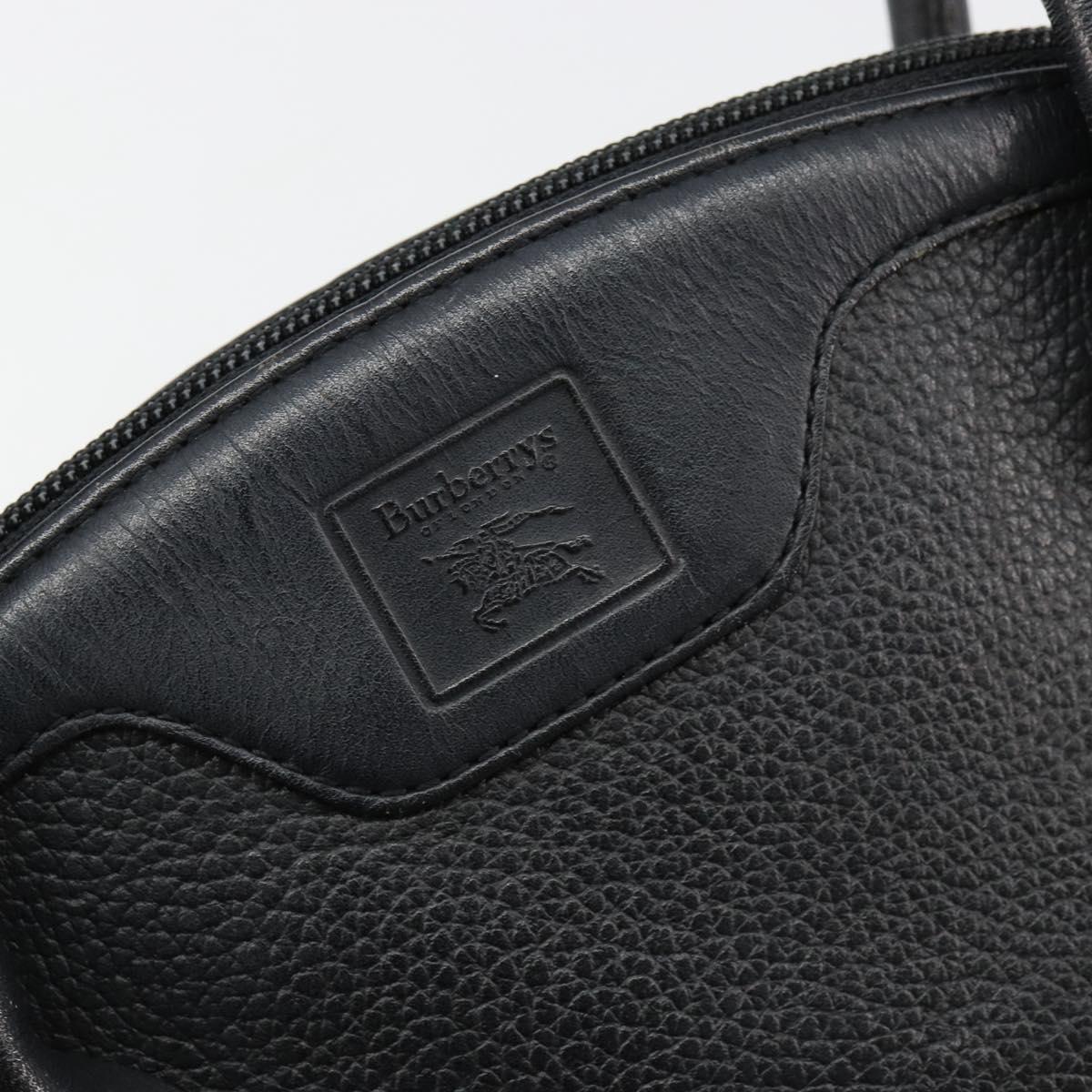 Burberrys Hand Bag Leather Gold Black Auth am11764