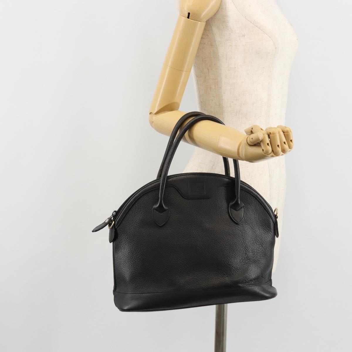Burberrys Hand Bag Leather Gold Black Auth am11764